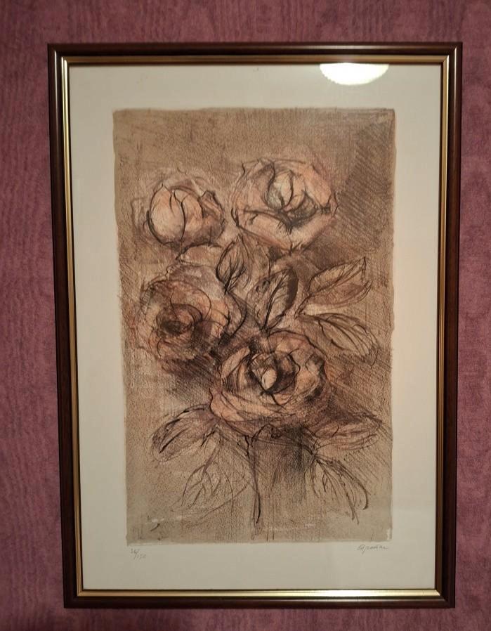 kleuren lithografie "Rose", Antiek en Kunst, Kunst | Litho's en Zeefdrukken, Ophalen of Verzenden