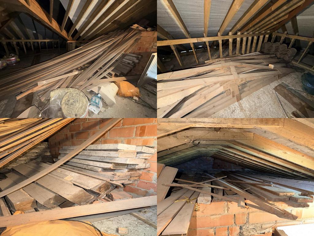 Grote partij hout - zolder (balken,planken) voor hergebruik, Doe-het-zelf en Bouw, Ophalen, Zo goed als nieuw