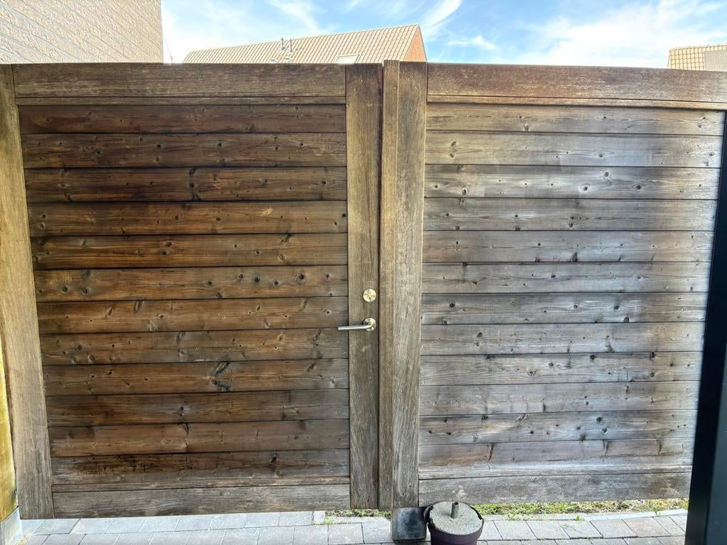 Houten Poort, Jardin & Terrasse, Portes de jardin, Utilisé, Portail battant, Bois, 150 à 200 cm, 200 cm ou plus, Enlèvement