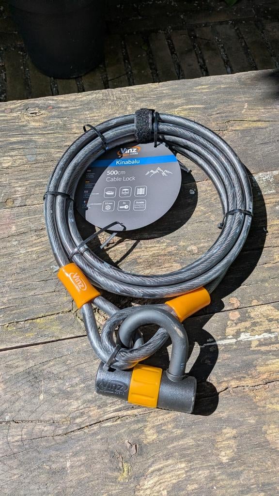 Fietsslot of brommerslot, kabelslot 500 CM met sleutel, Ophalen of Verzenden, Nieuw, Kabelslot