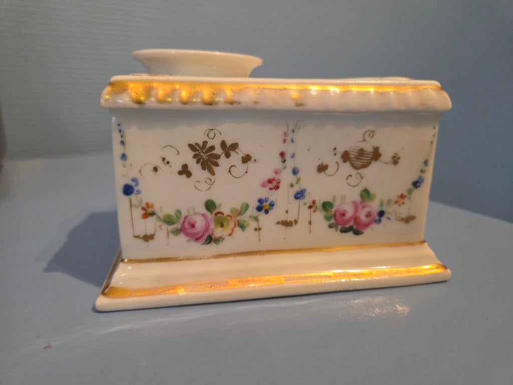 Encrier en porcelaine de Bruxelles ancien, rare, Antiquités & Art, Enlèvement