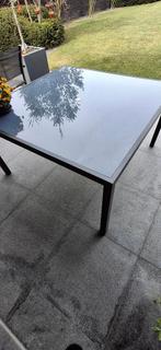 tuintafel met glas 140 x 140, Tuin en Terras, Tuintafels, Ophalen, Gebruikt, Vierkant, Aluminium