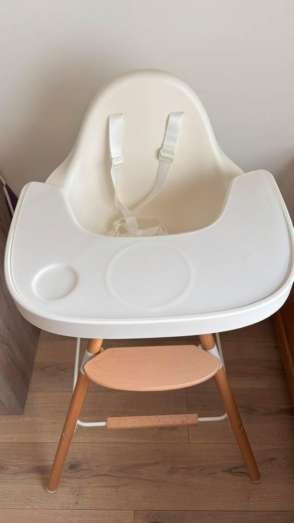 Childhome Evolu 2 kinderstoel +set lange poten + ABS eetblad, Kinderen en Baby's, Kinderstoelen, Nieuw, Meegroeistoel, Aanschuifbaar