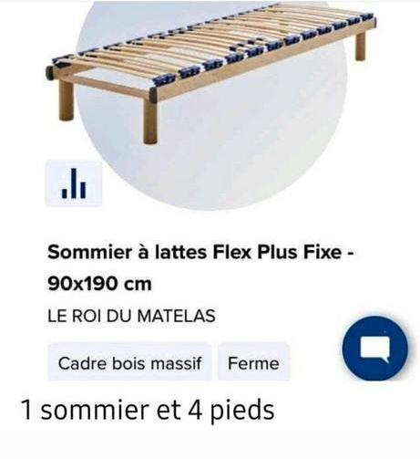 Superbe lit Roi du Matelas sur pieds démontables 90/190 neuf, Maison & Meubles, Enlèvement, Comme neuf