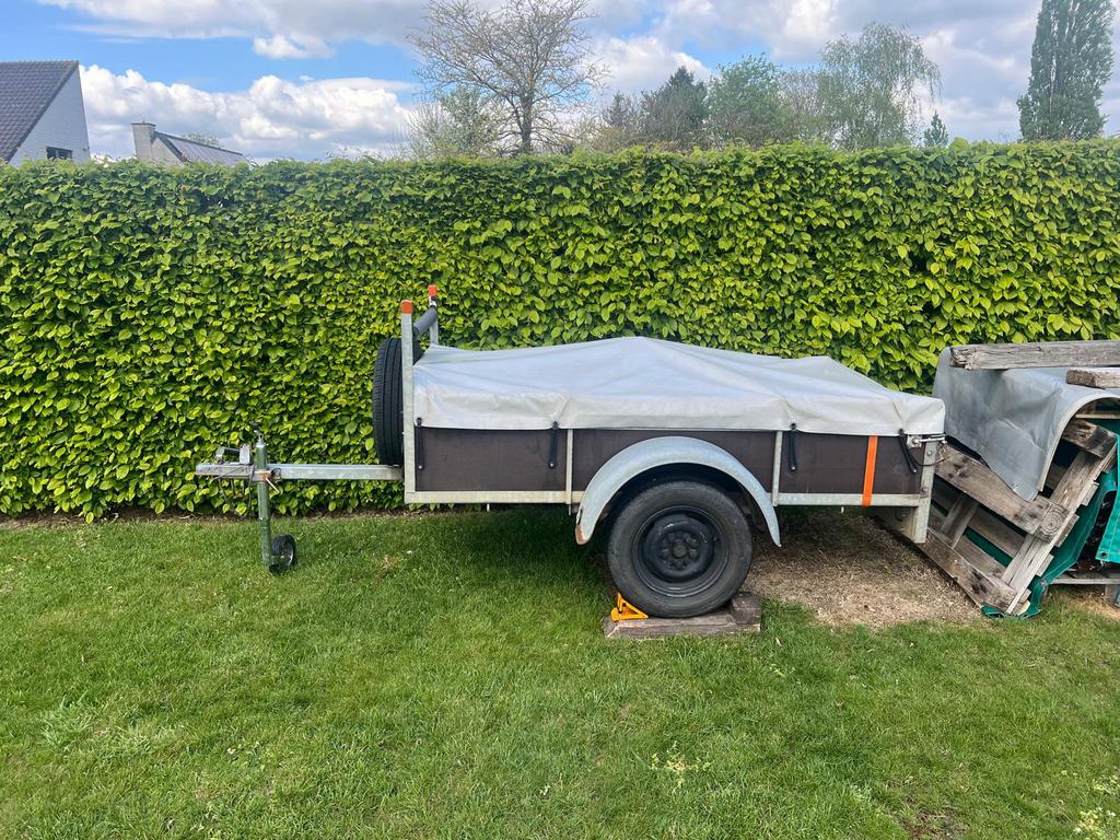 Remorque enkel as ( 1250kg as) - nieuw afdekzeil/banden/slot, Ophalen, Gebruikt