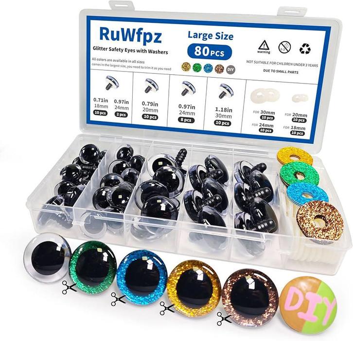 Yeux à paillettes, 80 x lot d'animaux, à tricoter au crochet, Hobby & Loisirs créatifs, Tricot & Crochet, Neuf, Tricot ou Crochet