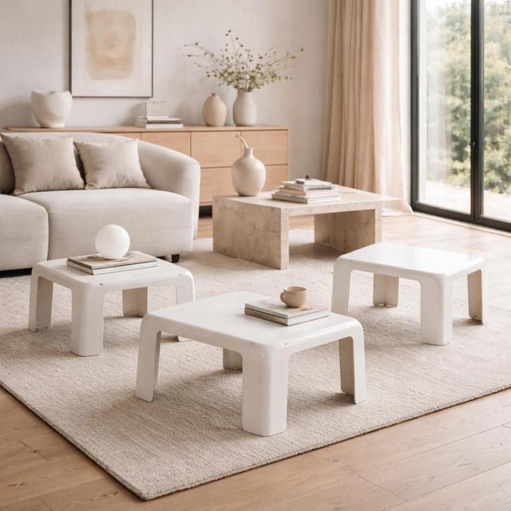 Prachtige vintage salontafelset ( 4 st ) - Gatti Mario Bel., Maison & Meubles, Tables | Tables de salon, Utilisé, Synthétique