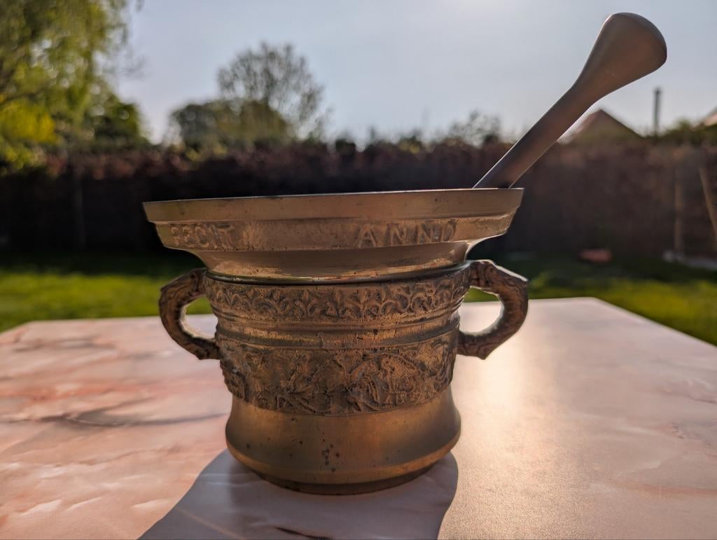 Grand mortier en bronze lourd, Enlèvement ou Envoi, Bronze