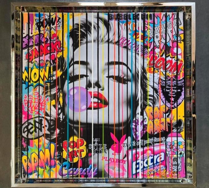 Elmago - Marilyn pop bubble 4 barcode - Pop Art, Huis en Inrichting, Woonaccessoires | Kisten, Zo goed als nieuw, 50 tot 75 cm