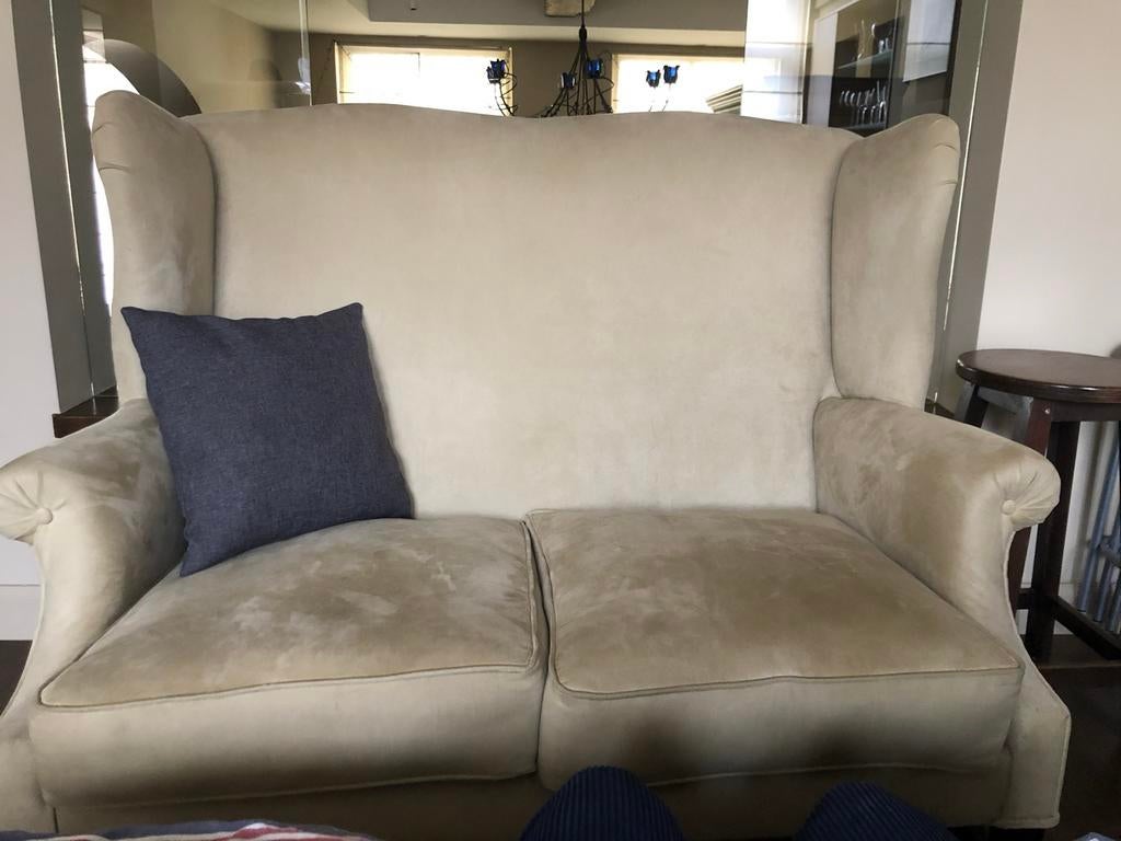 Suéde zetel 3x 1 zit en een 2 zit zetel, Ophalen, Gebruikt