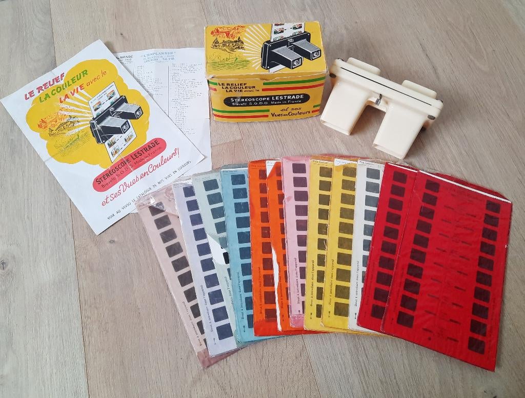 Vintage stéréoscope Lestrade + 12 kaarten, Verzamelen, Ophalen of Verzenden