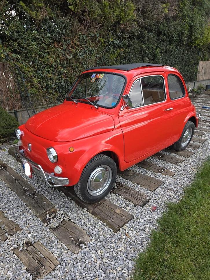 Fiat 500L 1971, Autos, Fiat, Particulier, 500L, Essence, Euro 1, Berline, 2 portes, Boîte manuelle, Rouge, Beige, Cuir, Propulsion arrière