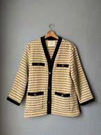 Maje - Blazer met tweed - L, Kleding | Dames, Verzenden, Geel, Maat 42/44 (L), Zo goed als nieuw