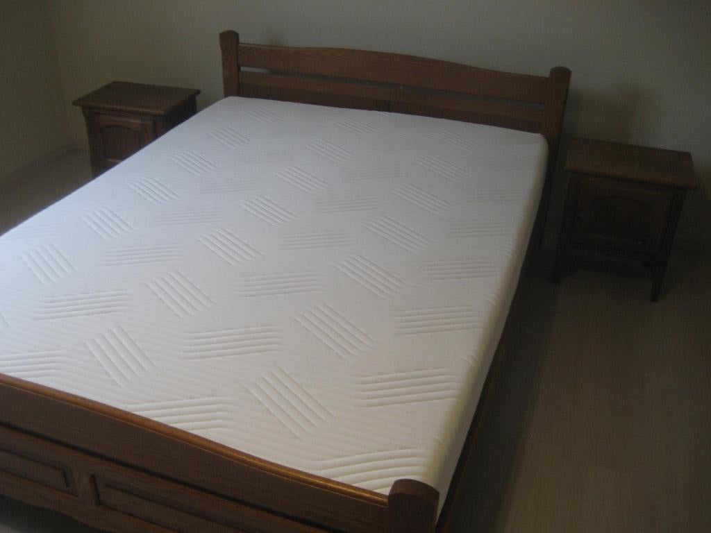 Twee persoons bed, Huis en Inrichting, Slaapkamer | Bedden, Ophalen, Gebruikt, Bruin, 140 cm