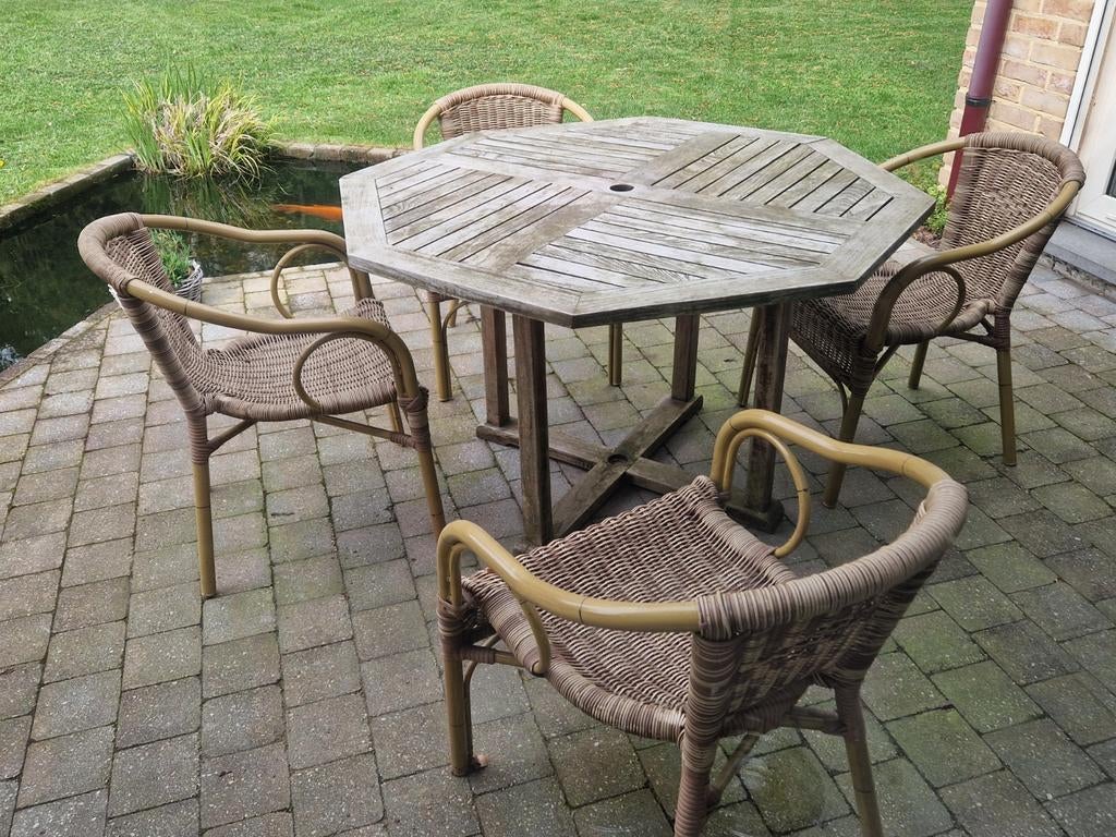 Teak terrastafel, Ophalen