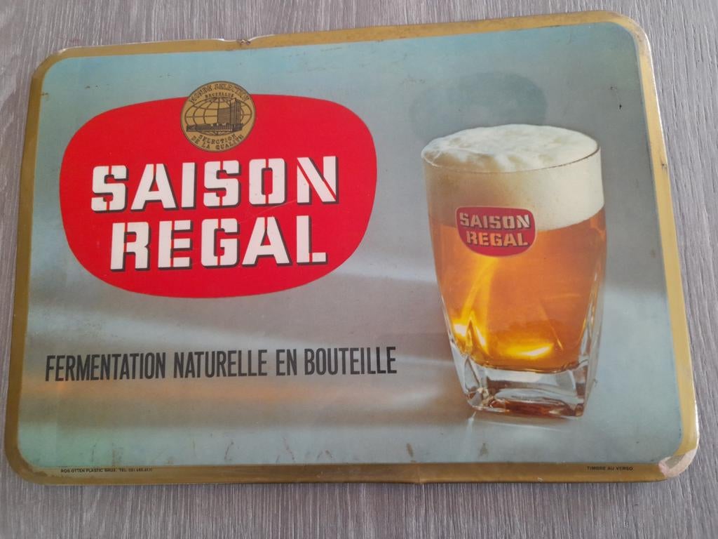 Metalen reclamebord saison regal met gebruiksporen, Verzamelen, Ophalen of Verzenden