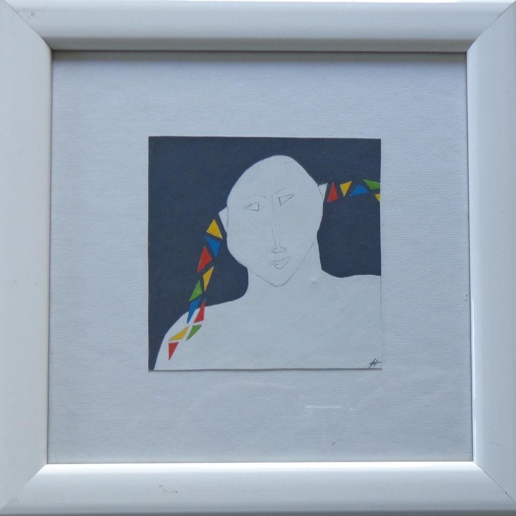 ENZO FORESE / FIGUUR / ORIGINEEL WERK / 23x23cm / KADER, Enlèvement ou Envoi