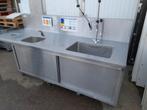 Spoelbak 2m70/apparatuur voor wasruimte/catering, Ophalen, Zo goed als nieuw, Inox, Wastafel
