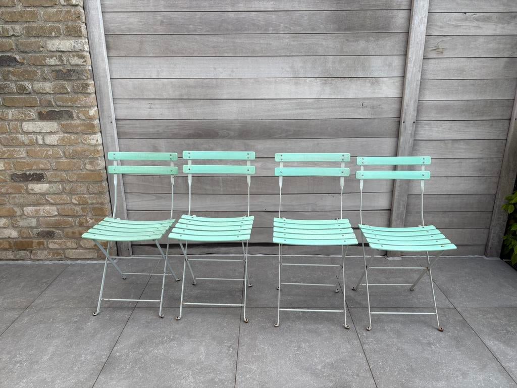 Tuinstoelen retro 4 stuks, Ophalen, Gebruikt, Kunststof