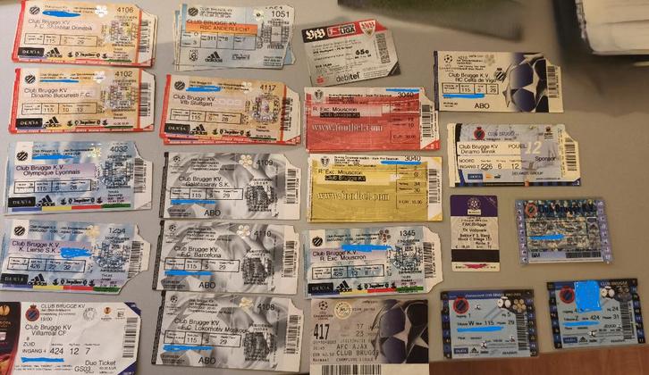 Verzameling voetbal tickets Club Brugge, Verzamelen, Sportartikelen en Voetbal, Gebruikt, Overige typen, Ophalen of Verzenden