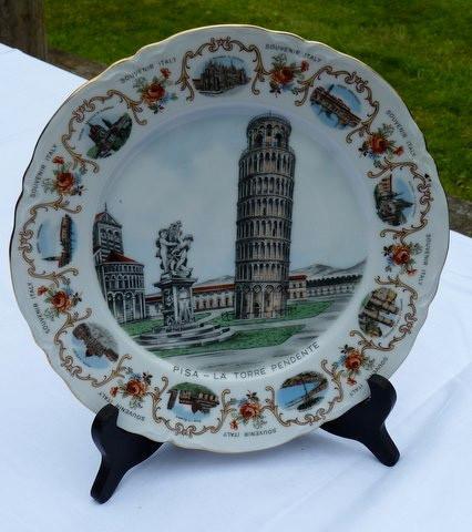 Bord " La Torre Pendente " Pisa, Antiek en Kunst, Antiek | Wandborden en Tegels, Ophalen of Verzenden