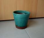 Gelakte turquoise bruine terracotta bloempot, Tuin en Terras, Bloempotten, Ophalen of Verzenden, Terracotta, Binnen