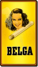 BELGA dame retro ontwerp op dubbel metaal 70cmx40cm, Verzamelen, Verzenden, Zo goed als nieuw, Reclamebord