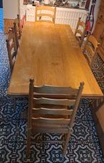 Table et chaises salle a manger chene massif, Maison & Meubles, Enlèvement, Utilisé, Chêne massif osier tressé, 6 à 8 chaises