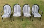 4 stapelbare tuinstoelen met kussens, Tuin en Terras, Tuinstoelen, Ophalen, Gebruikt, Stapelbaar