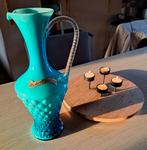 Vase Opaline bleu turquoise de Florence en Italie., Antiek en Kunst, Antiek | Vazen, Ophalen