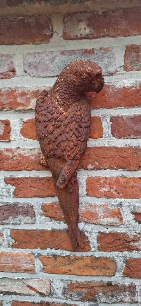 Gietijzeren beeld - papegaai - oxide - vintage, Antiek en Kunst, Curiosa en Brocante, Ophalen of Verzenden