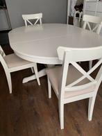 Tafel met 4 stoelen, uitklapbare tafel, Huis en Inrichting, Tafels | Eettafels, Ophalen, Zo goed als nieuw