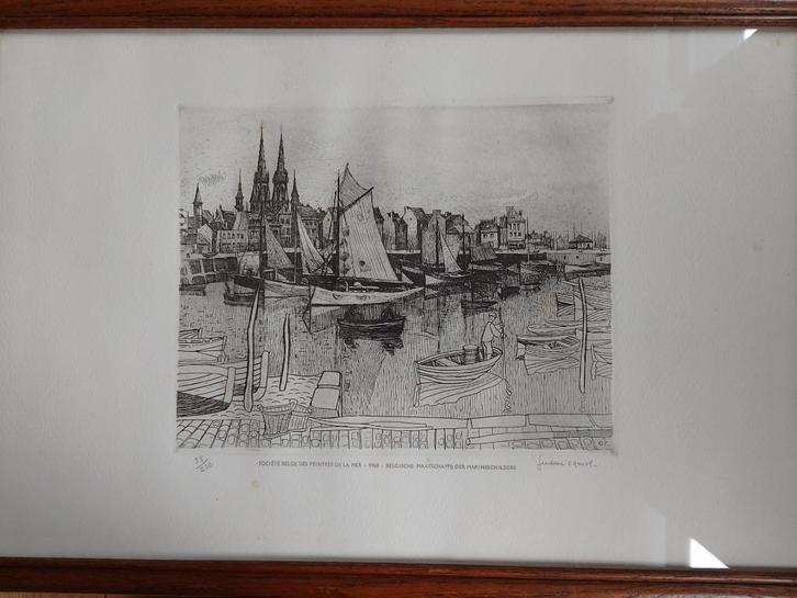 Gustave Camus  1914 - 1984   Ets   Marineschilders, Antiek en Kunst, Kunst | Etsen en Gravures, Verzenden