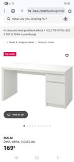 Table avec tiroirs, Enlèvement ou Envoi, Utilisé, Blanc, Chaise de bureau