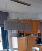Grote, landelijke, rieten hanglamp (wit), Huis en Inrichting, Ophalen, Zo goed als nieuw