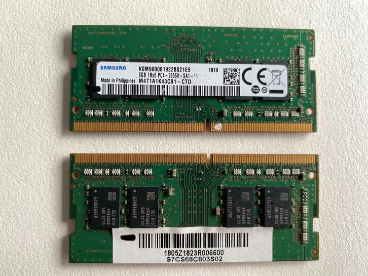 2x DDR4 RAM 8GB, Computers en Software, RAM geheugen, Zo goed als nieuw, Laptop, 8 GB, DDR4, Ophalen