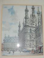 Herman Verbaere Leuven stadhuis grote markt tafelrond, kader, Antiek en Kunst, Ophalen of Verzenden