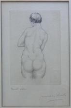 WILLY KREITZ / RUGGELINGS NAAKT / ZW-W ETS / 37x27cm / KADER, Ophalen of Verzenden