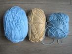 Breiwol 3 bollen blauw - beige, Hobby en Vrije tijd, Breien en Haken, Ophalen of Verzenden, Breien, Wol of Garen