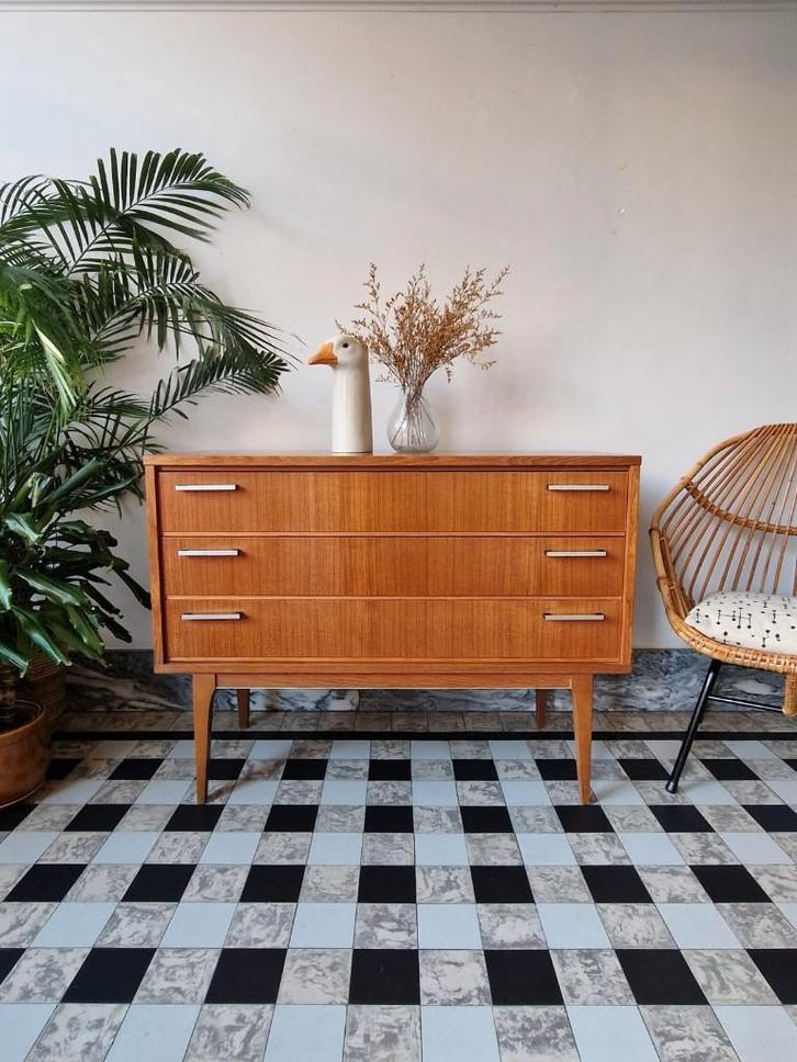 Vintage midcentury ladekast | commode | kast, Maison & Meubles, Armoires | Autre, Utilisé, Enlèvement