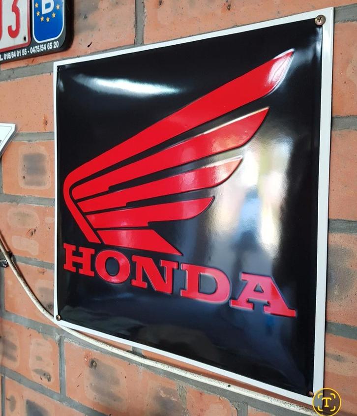 Honda emaillebord gebombeerd.  40x 40cm, Verzamelen, Merken en Reclamevoorwerpen, Zo goed als nieuw, Ophalen