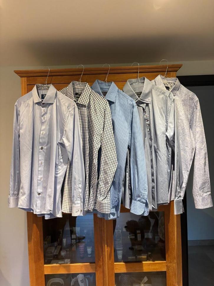 Set van 5 merkhemden – slechts €25 samen!, Kleding | Heren, Overhemden, Zo goed als nieuw, Halswijdte 39/40 (M), Blauw, Ophalen of Verzenden