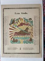 19de eeuws lam Gods prent op oud papier religie religieus, Verzamelen, Religie, Ophalen of Verzenden