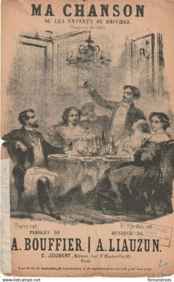 MA CHANSON LES ENFANTS DE BACCHUS CHANSON DE TABLE PARTITION, Musique & Instruments, Enlèvement ou Envoi, Utilisé, Thème