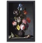 Fleurs dans un vase avec coquillages et insectes - Balthasar, Maison & Meubles, 75 à 100 cm, Envoi, Création originale, 50 à 75 cm
