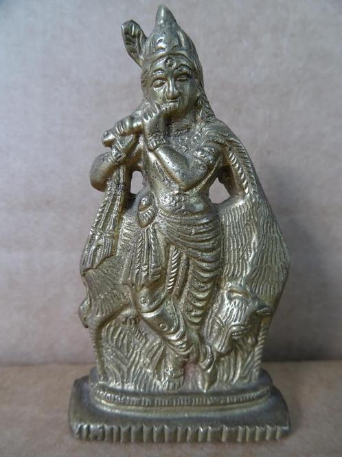 Krishna beeldje Krishna 8cm bronzen beeldje Krishna en fluit, Verzamelen, Beelden en Beeldjes, Zo goed als nieuw, Religie, Ophalen of Verzenden