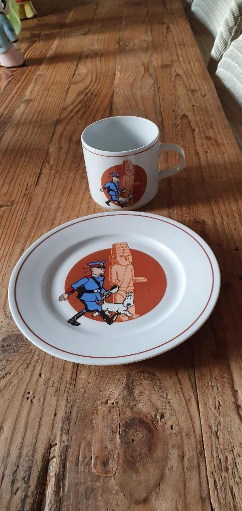 Assiette et mug Tintin, Maison & Meubles, Cuisine | Vaisselle, Comme neuf, Assiettes(s), Porcelaine, Enlèvement