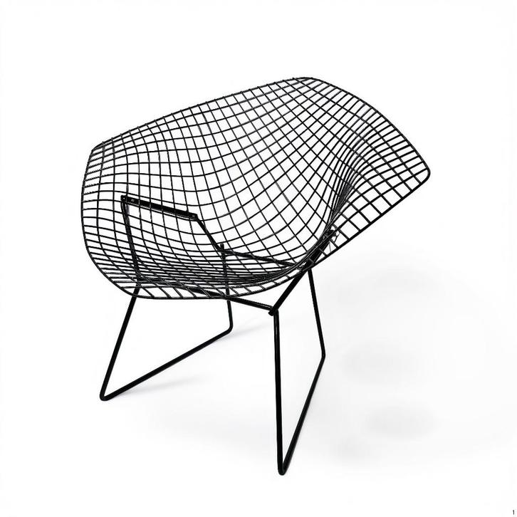 Vintage Bertoia Diamond chair - zwart - zeer goede staat, Huis en Inrichting, Stoelen, Gebruikt, Eén, Metaal, Zwart, Ophalen