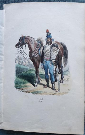 Gravure van een huzaar uit 1795. Frankrijk. beschikbaar voor biedingen