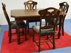 Stevige eiken tafel van 1,4mx0,9m met 4 bijpassende stoelen, Huis en Inrichting, Ophalen